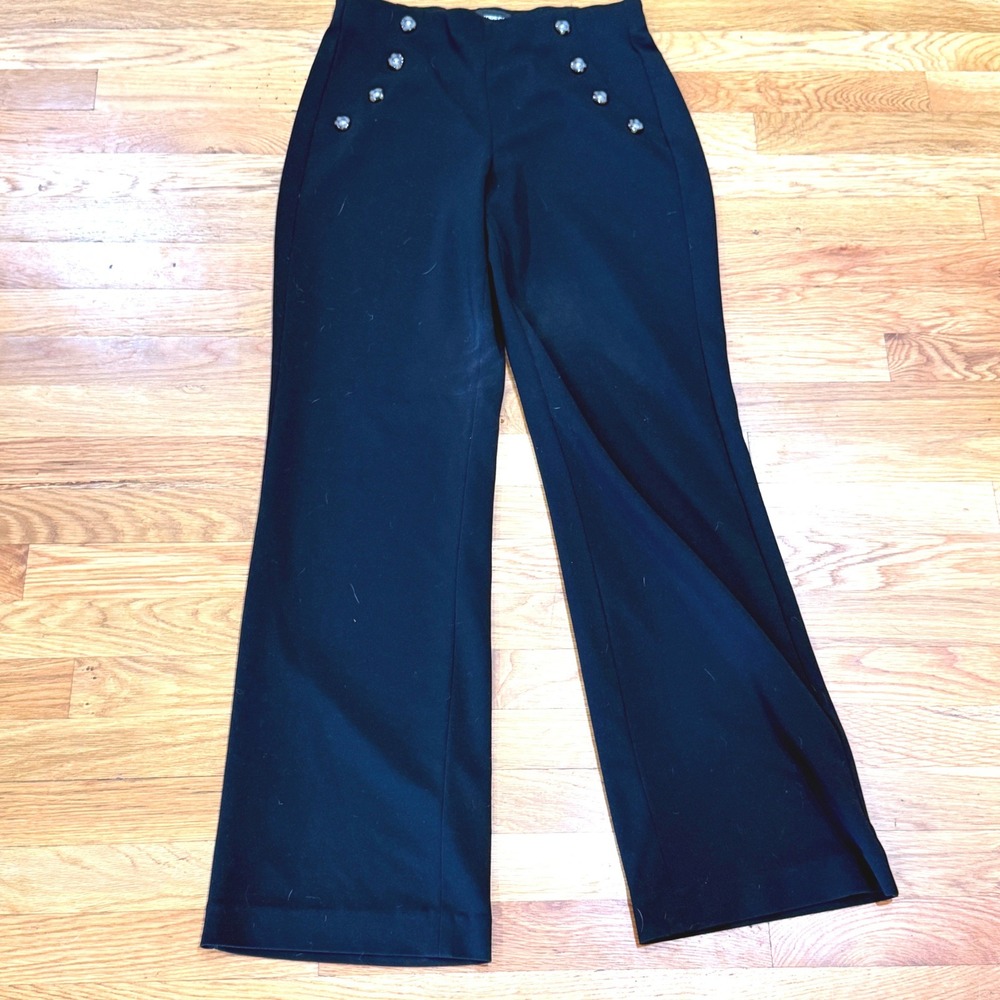 Express Black High Rise Wide Leg Sailor Button Front Trousers Pants Small S/P